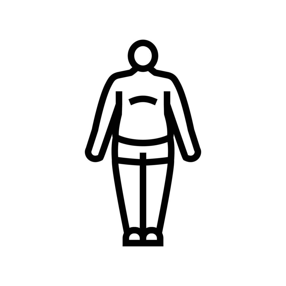 endomorfo masculino cuerpo tipo línea icono vector ilustración