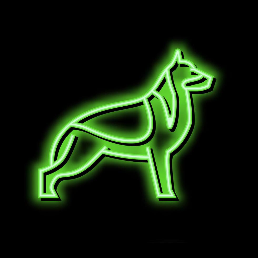 alemán pastor perro neón resplandor icono ilustración vector