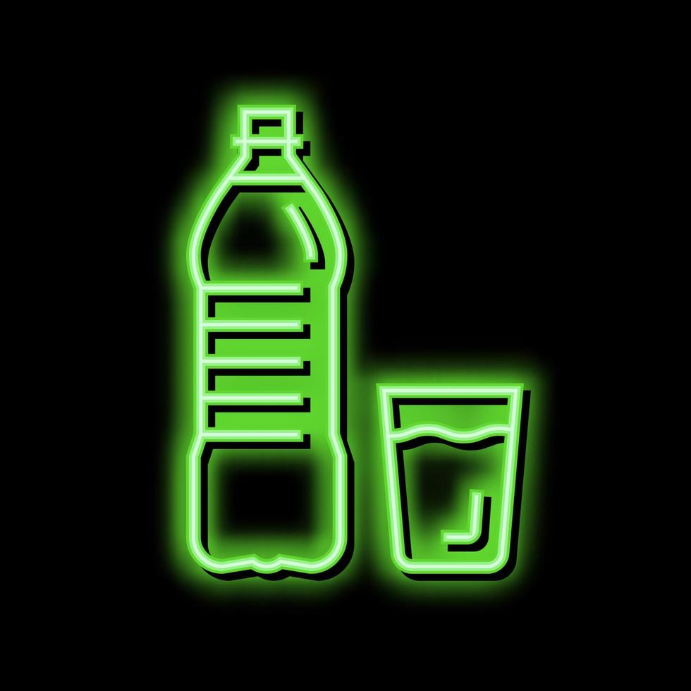 bottle and cup water neon glow icon illustration vector