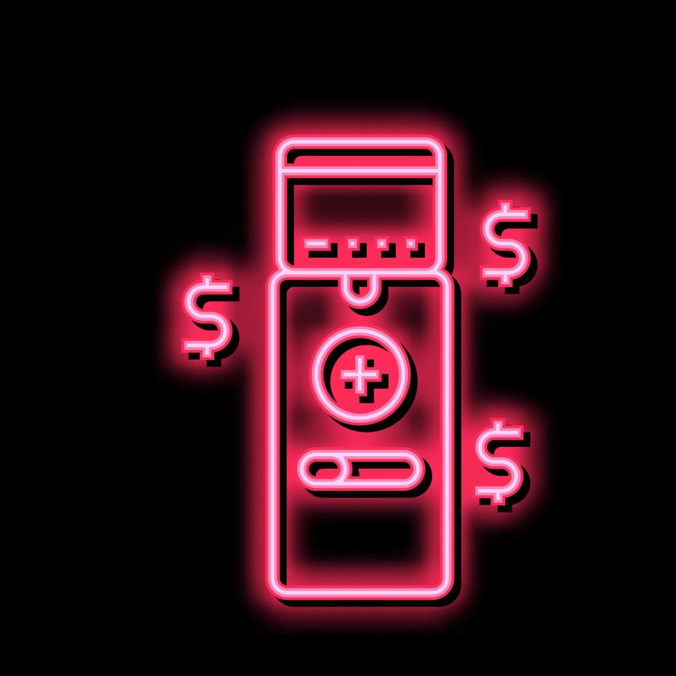 paying with phone pos terminal neon glow icon illustration vector