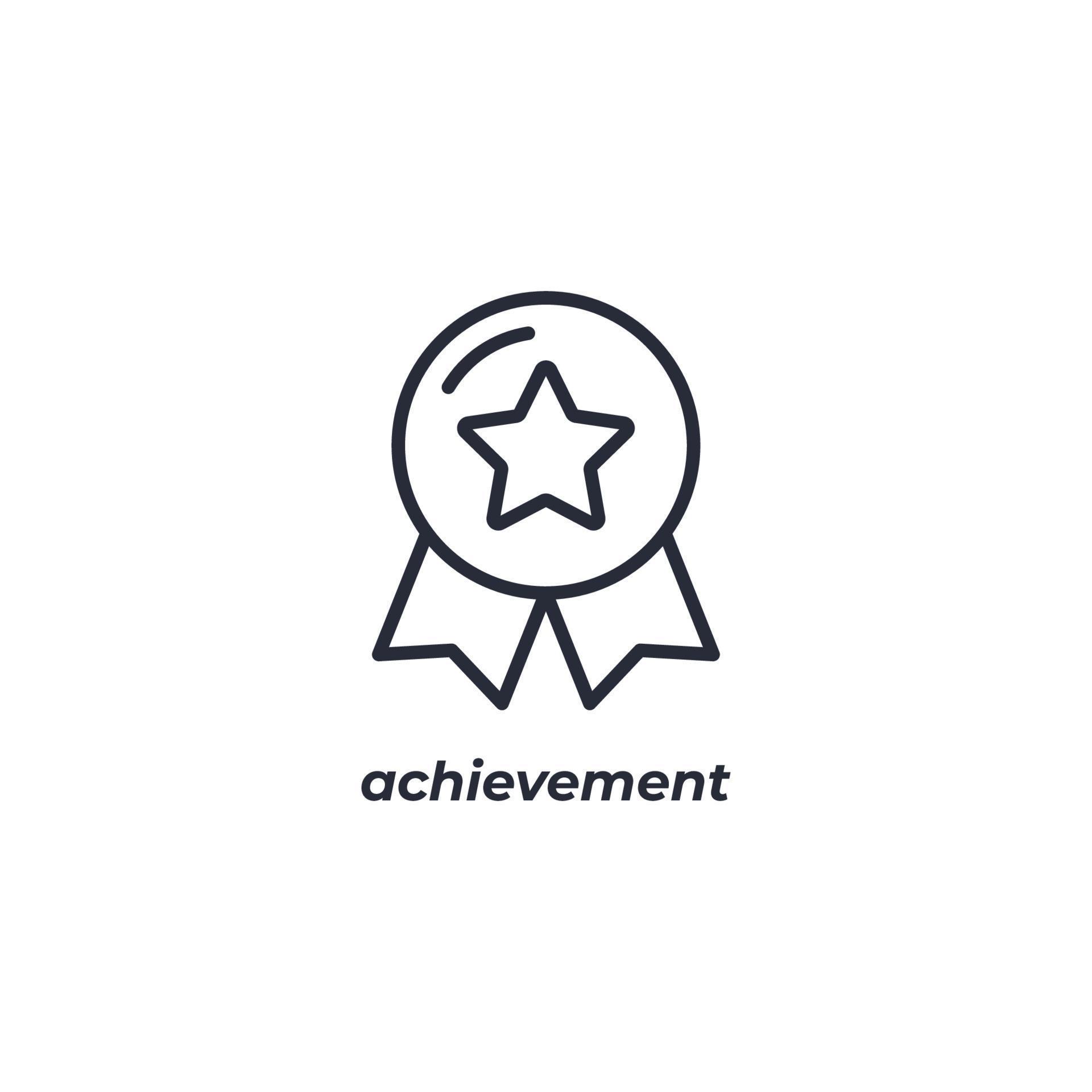 Vector sign achievement symbol is isolated on a white background icon