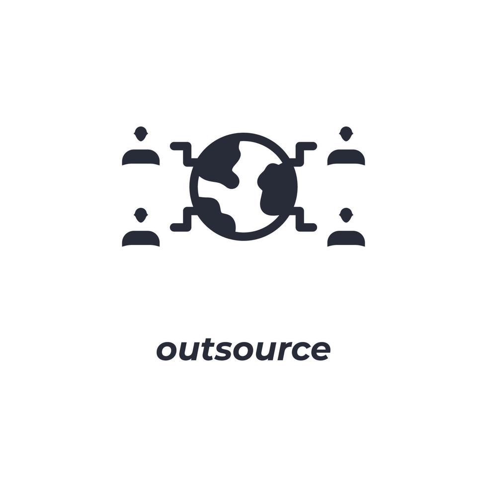 Vector sign outsource symbol is isolated on a white background. icon color editable.