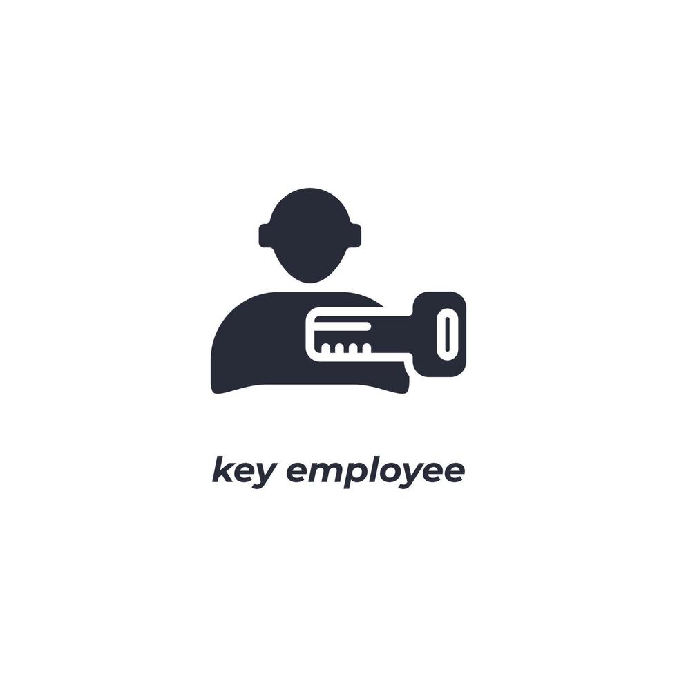 Vector sign key employee symbol is isolated on a white background. icon color editable.
