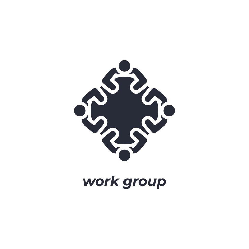 Vector sign work group symbol is isolated on a white background. icon color editable.