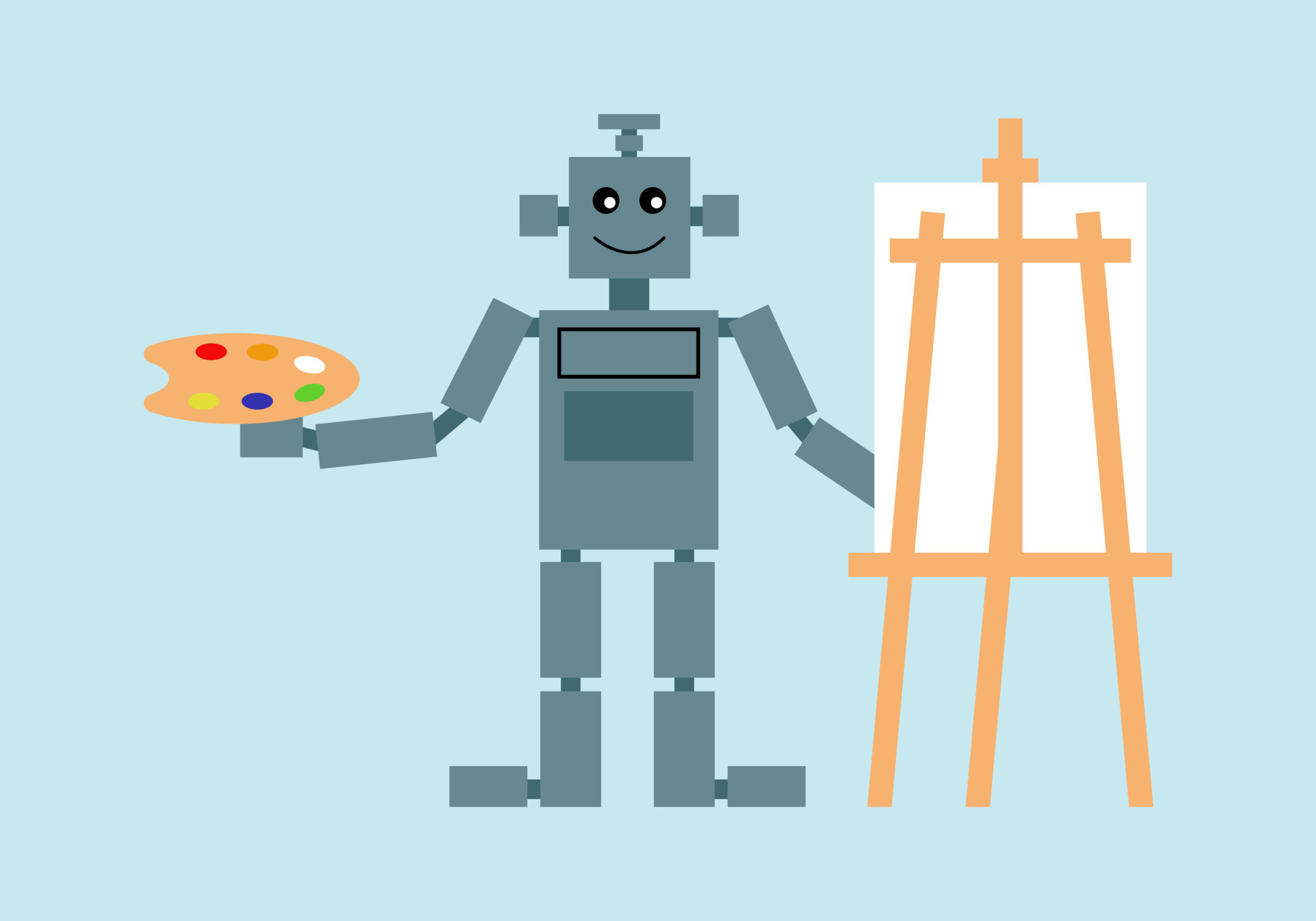 The robot draws a picture, vector. 20594829 Vector Art at Vecteezy