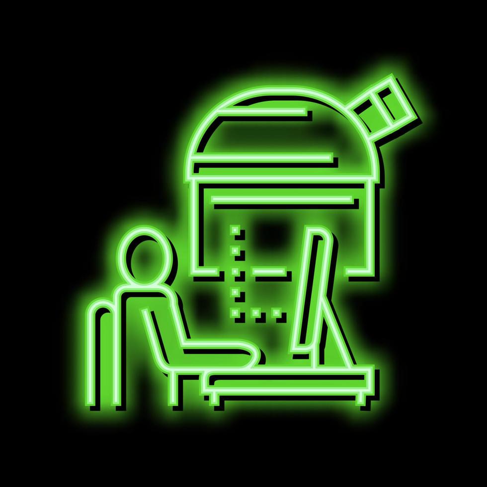 digital controlling telescope in observatory neon glow icon illustration vector