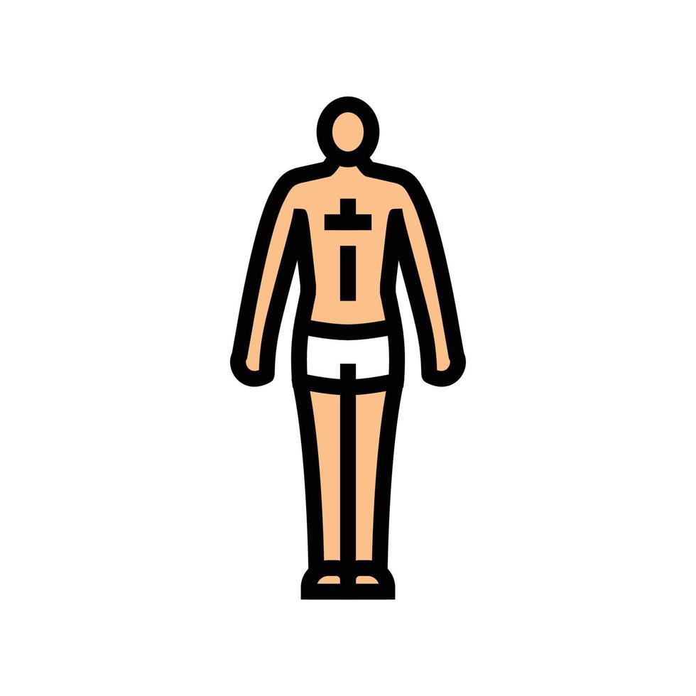 ectomorfo masculino cuerpo tipo color icono vector ilustración