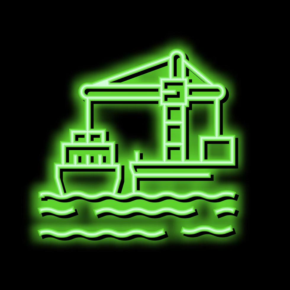 grua cargador Puerto máquina neón resplandor icono ilustración vector