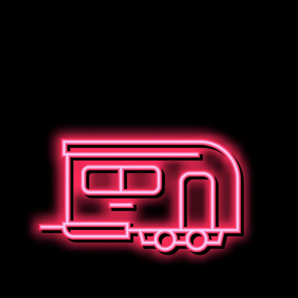 camper trailer neon glow icon illustration vector