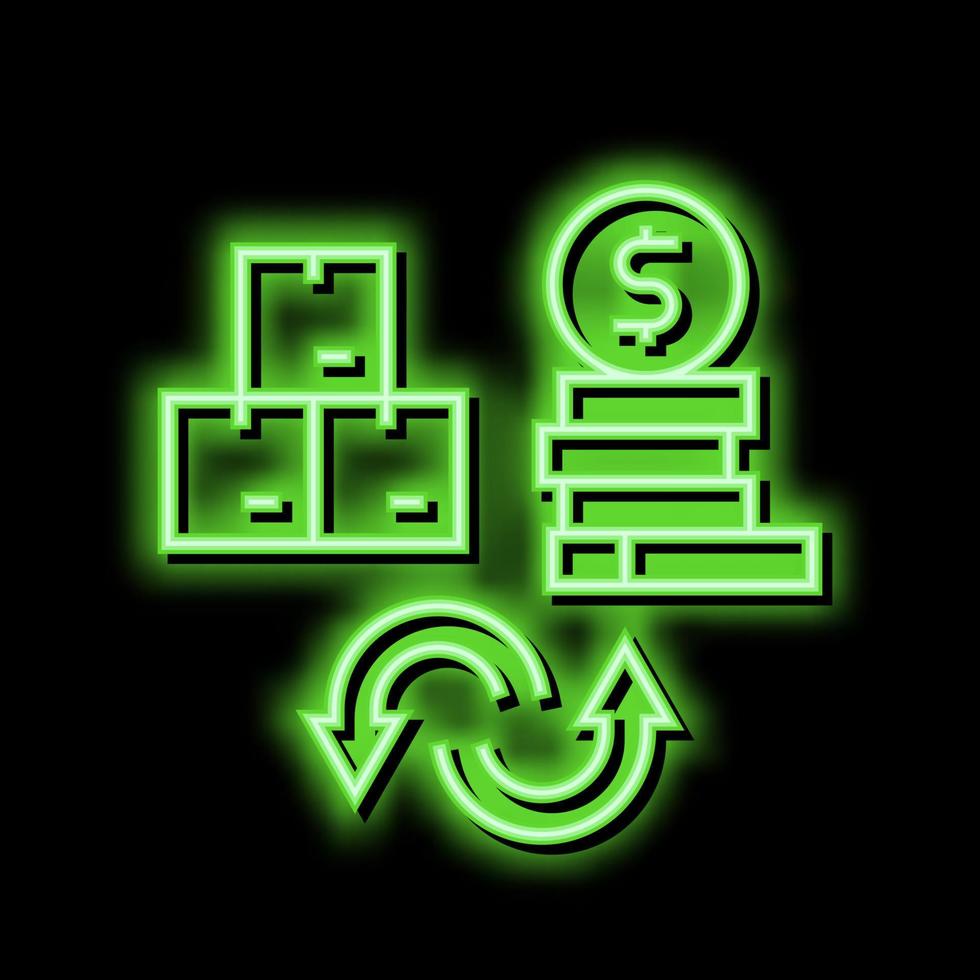 goods to money converter neon glow icon illustration vector