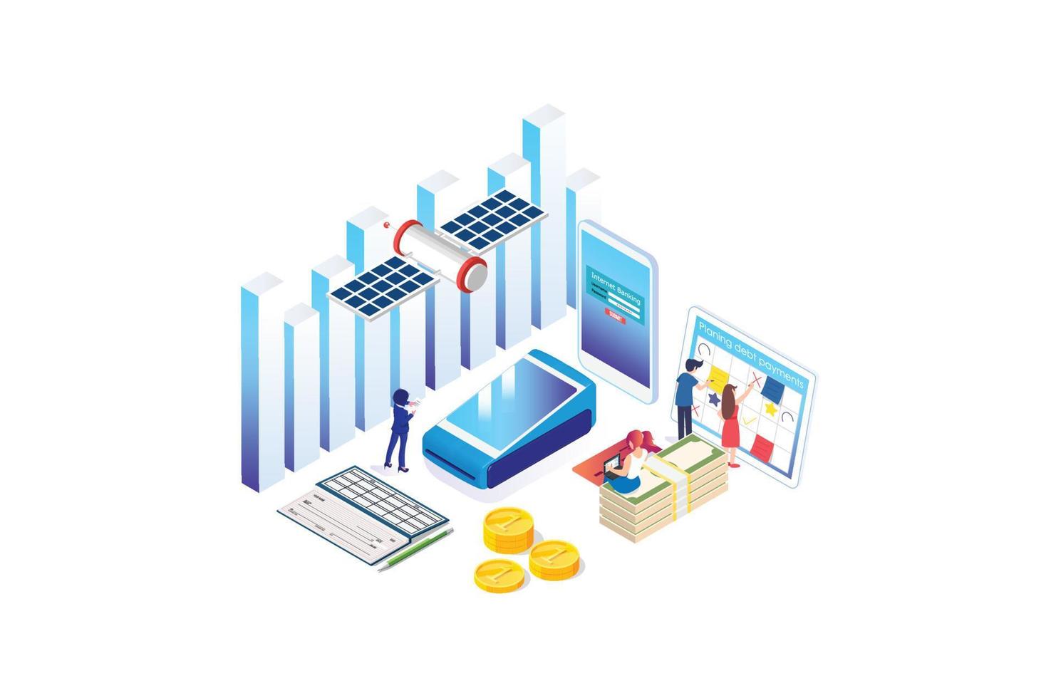 Modern Isometric Payment Options Illustration, Web Banners, Suitable for Diagrams, Infographics, Book Illustration, Game Asset, And Other Graphic Related Assets vector