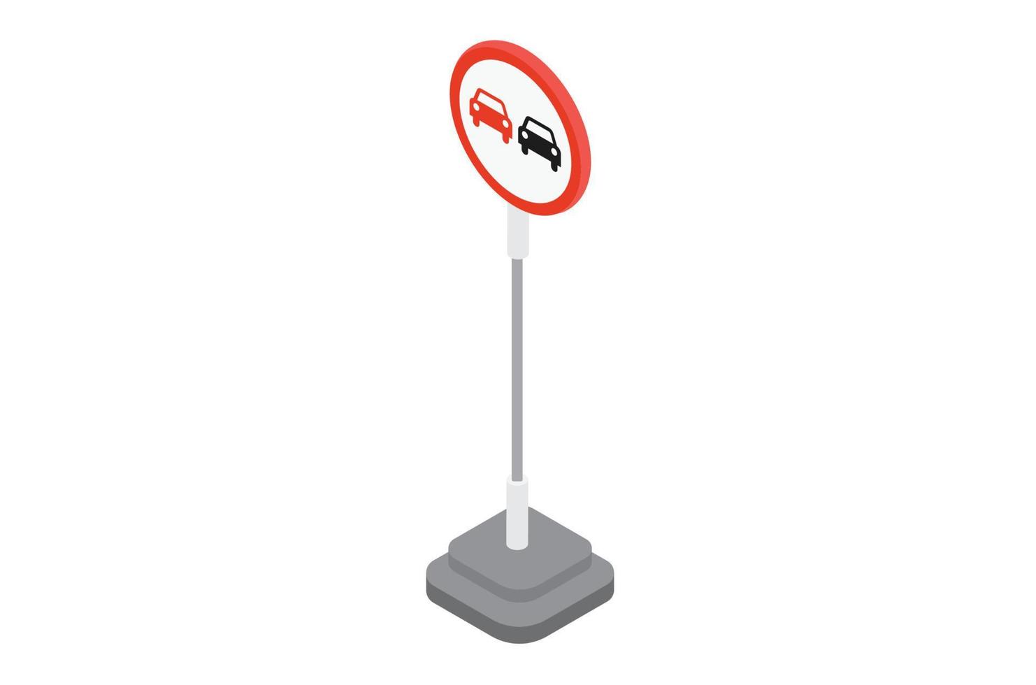 Illustration No Overtaking street sign on white background, vector 3d isometric Suitable for Diagrams, Infographics, And Other Graphic Related Assets