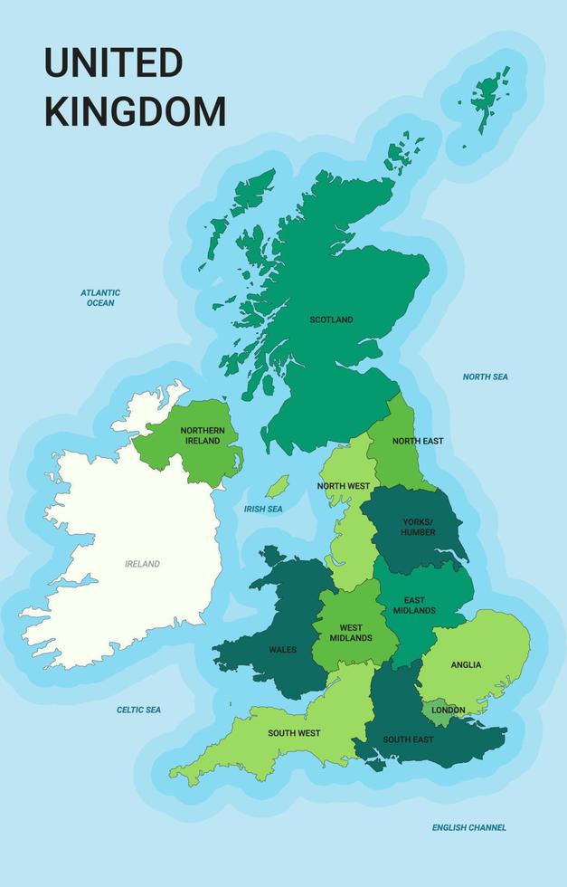 United Kingdom Map with Detail Country Name vector