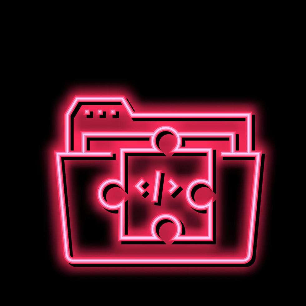 folder with program code files neon glow icon illustration vector