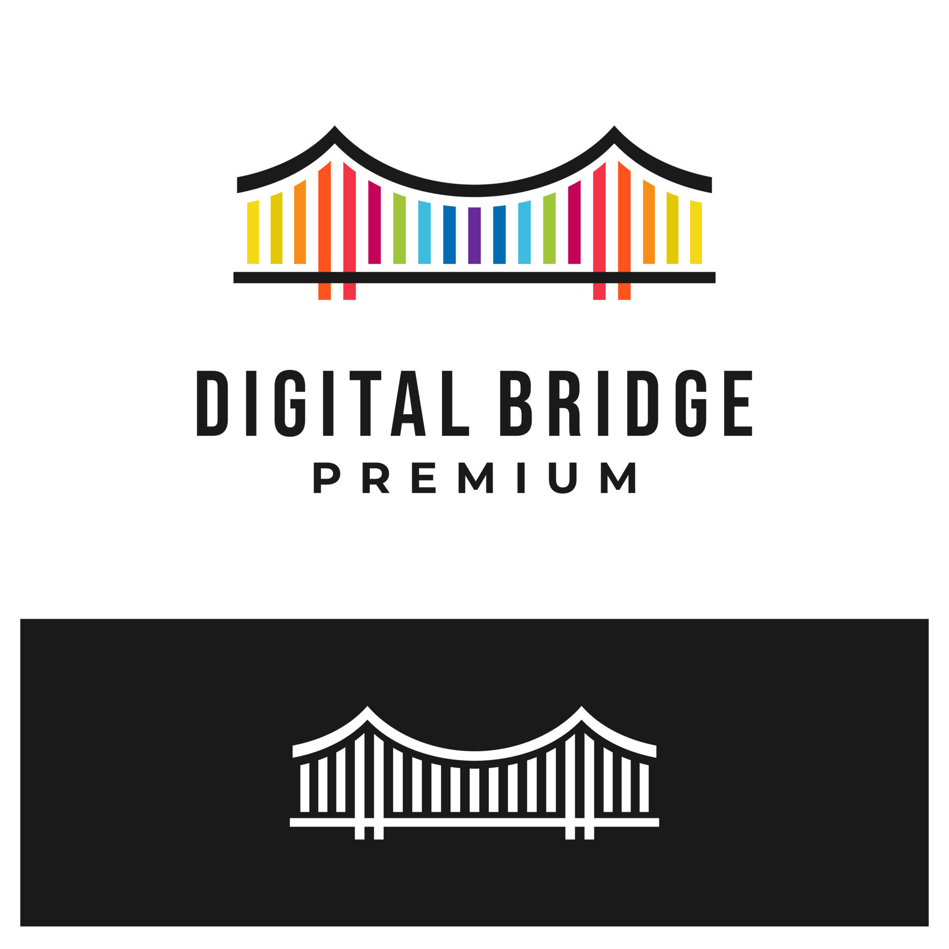 bridge digital architecture vector template. abstract city building