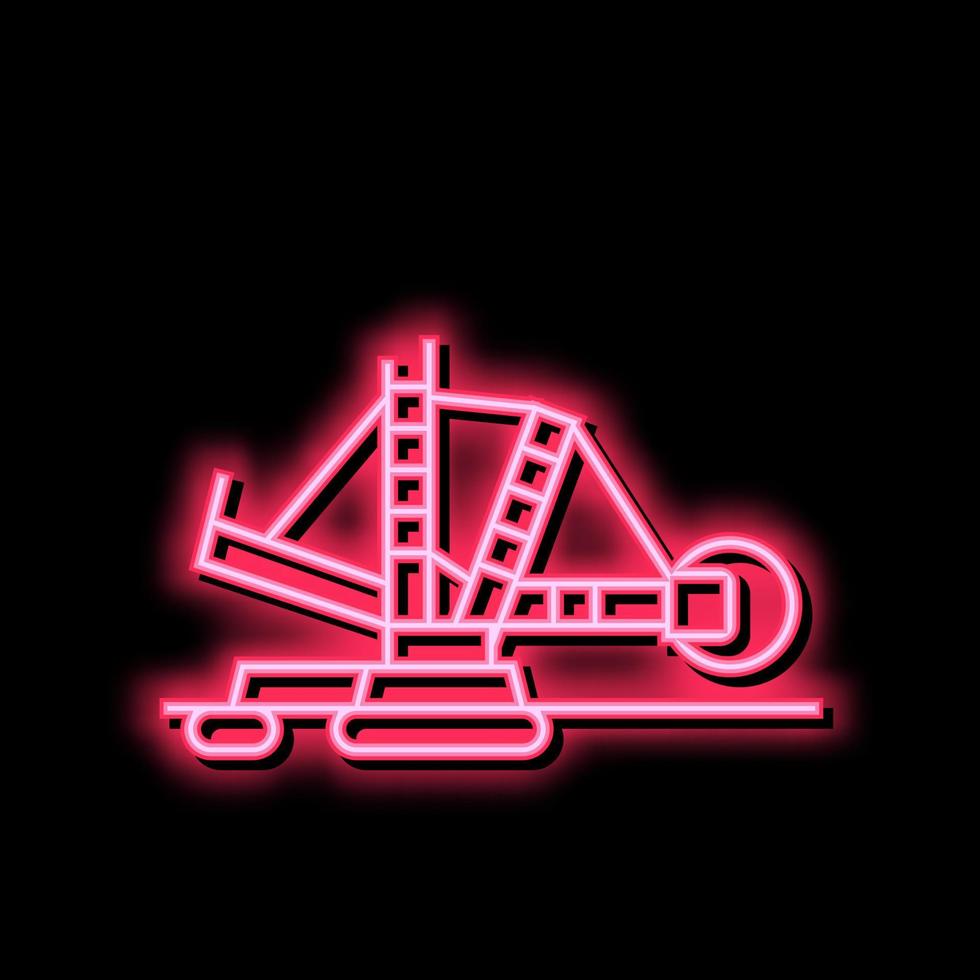 excavator mining stone neon glow icon illustration vector