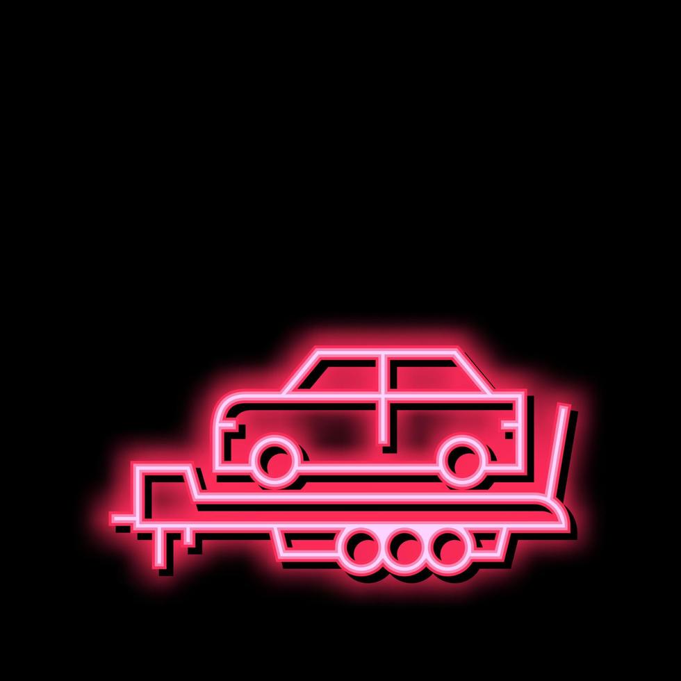 coche transporte remolque neón resplandor icono ilustración vector