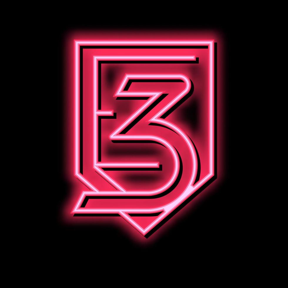 three number neon glow icon illustration vector