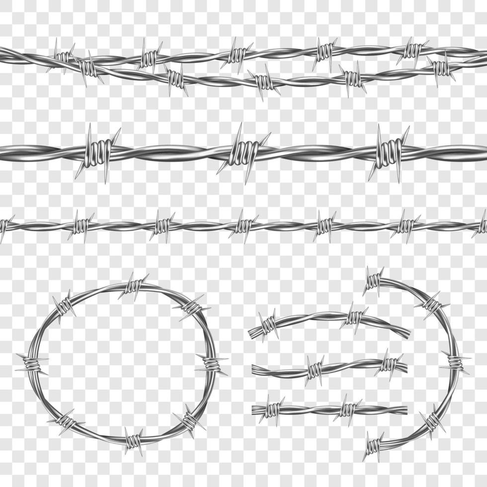 Metal steel barbed wire with thorns or spikes vector