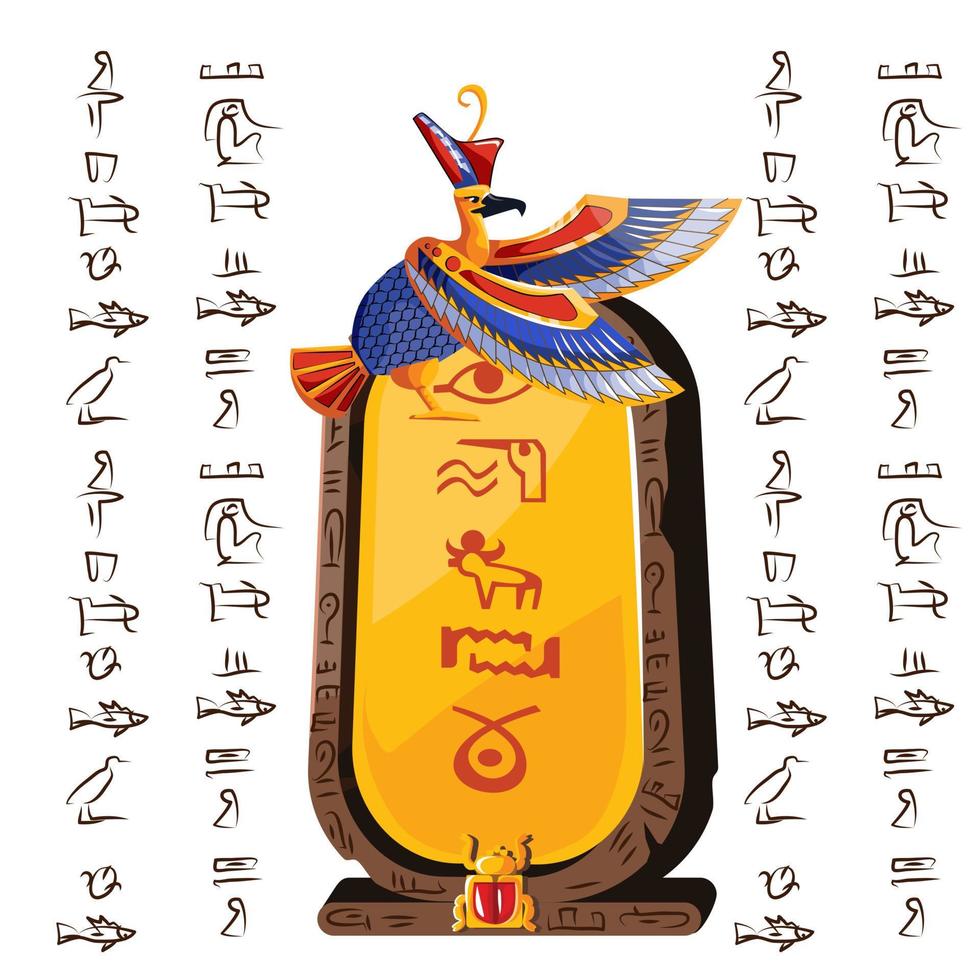 Roca junta, arcilla tableta y egipcio jeroglíficos vector