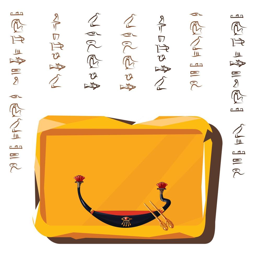 Stone board, clay tablet and Egyptian hieroglyphs vector