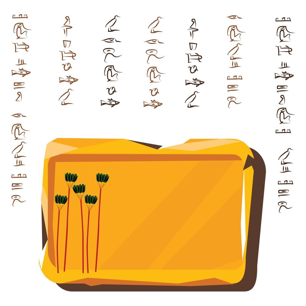 Ancient Egypt stone board, clay plate illustration vector