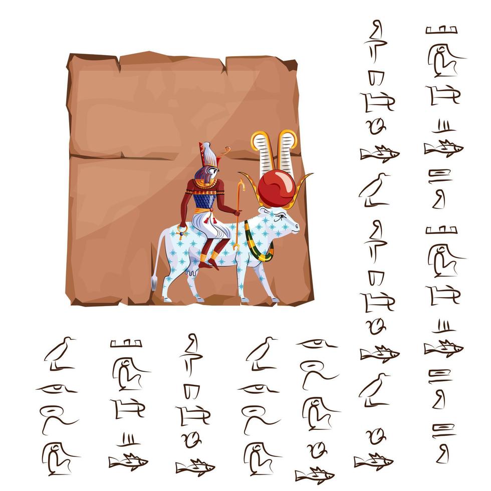 Ancient Egypt papyrus or stone illustration vector