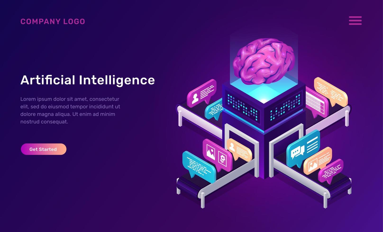 Artificial intelligence or ai isometric concept vector