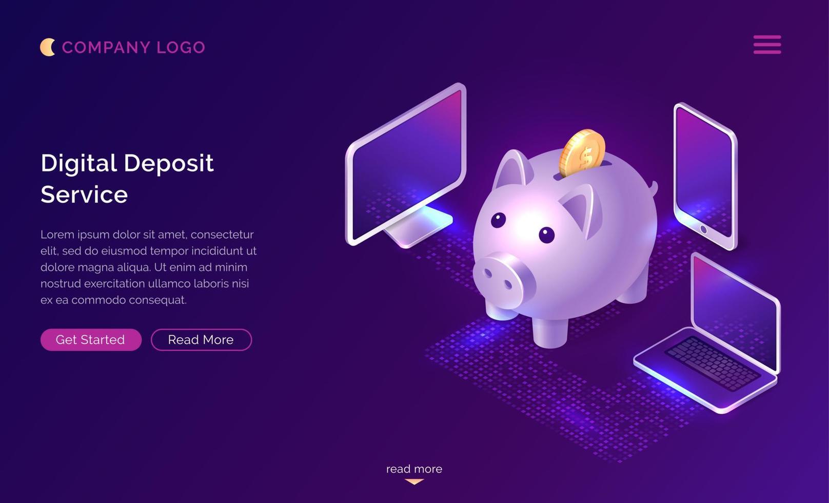 Digital deposit money service isometric concept vector