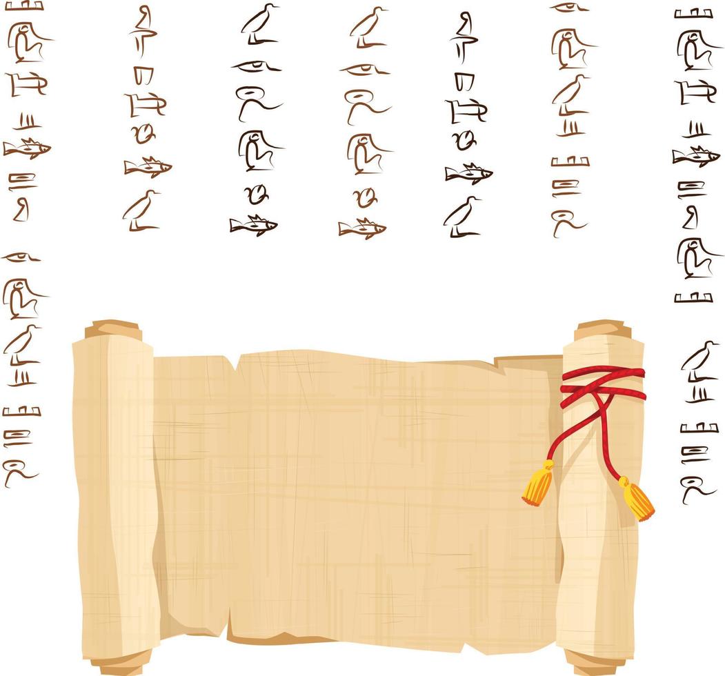 Ancient Egypt papyrus scroll with wooden rod vector