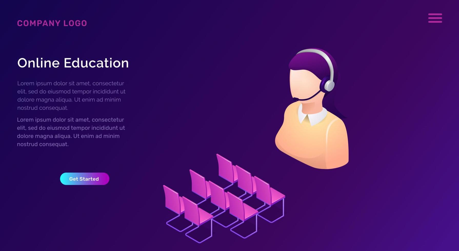 Online education or training isometric concept vector