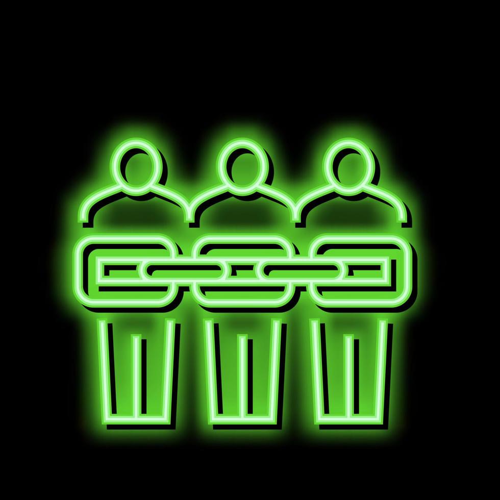 people chain crowdsoursing neon glow icon illustration vector