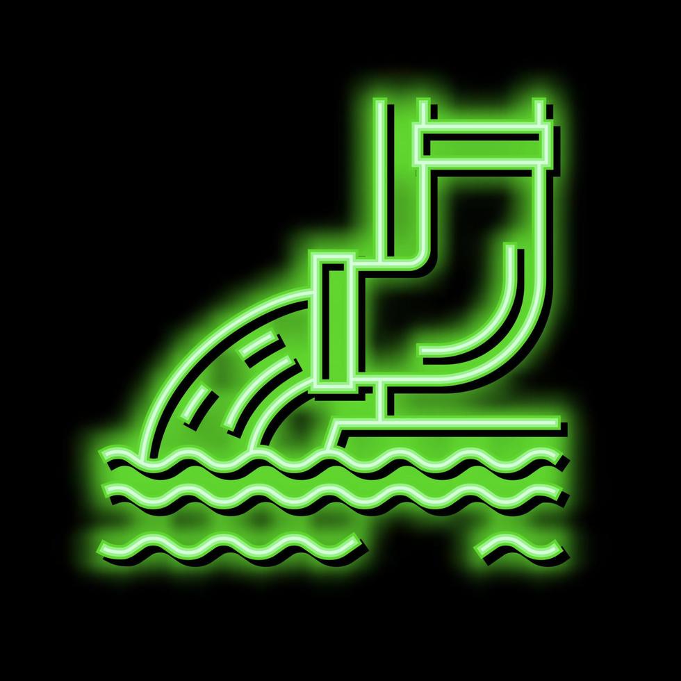 water flowing from drainage pipe neon glow icon illustration vector