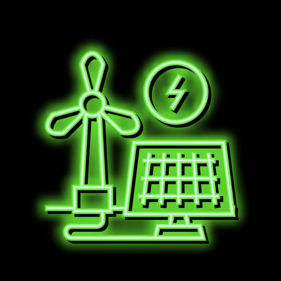 solar panel energy saving neon glow icon illustration 20596316 Vector