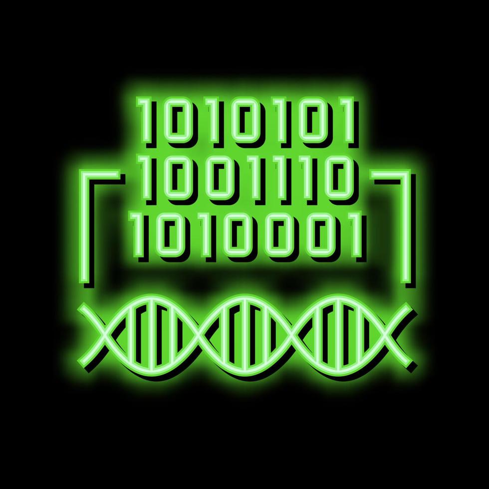 binario código genético información neón resplandor icono ilustración vector