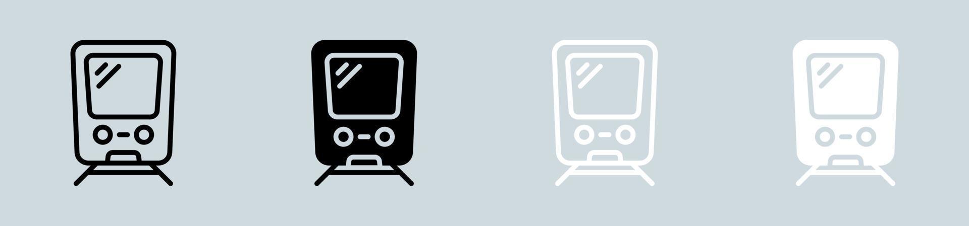 Train icon set in black and white. Subway signs vector illustration.