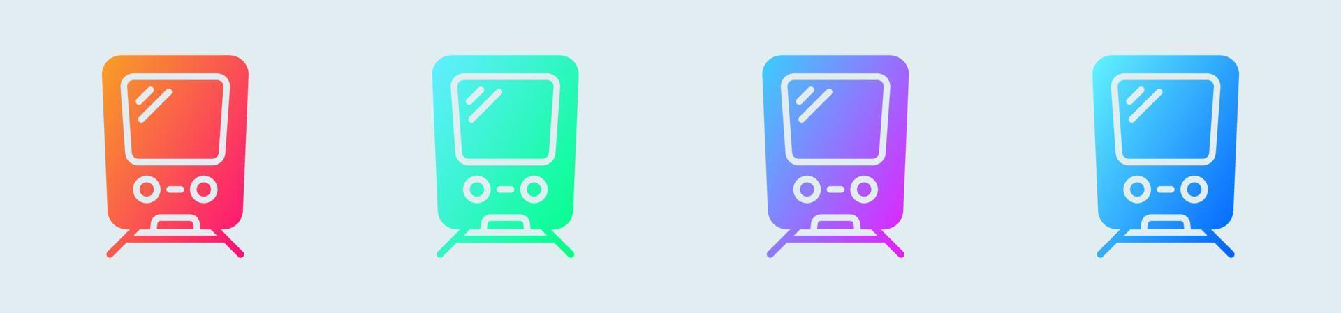 Train solid icon in gradient colors. Subway signs vector illustration.