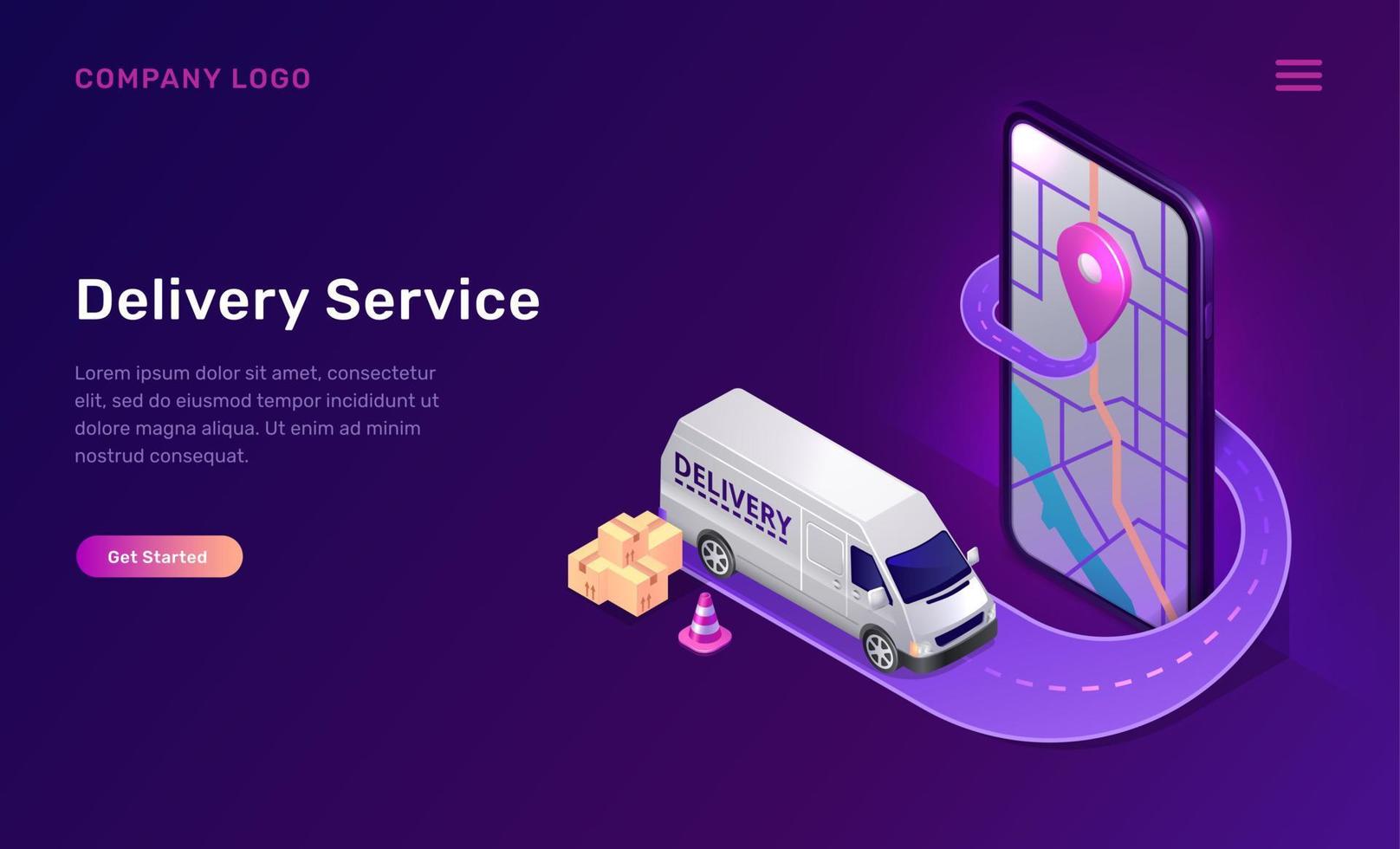 Mobile delivery service online app isometric vector
