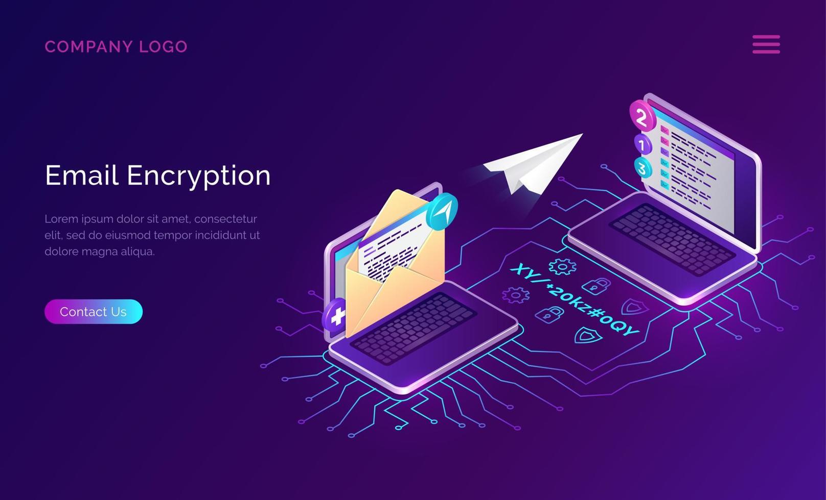 Email encryption, isometric concept data security vector