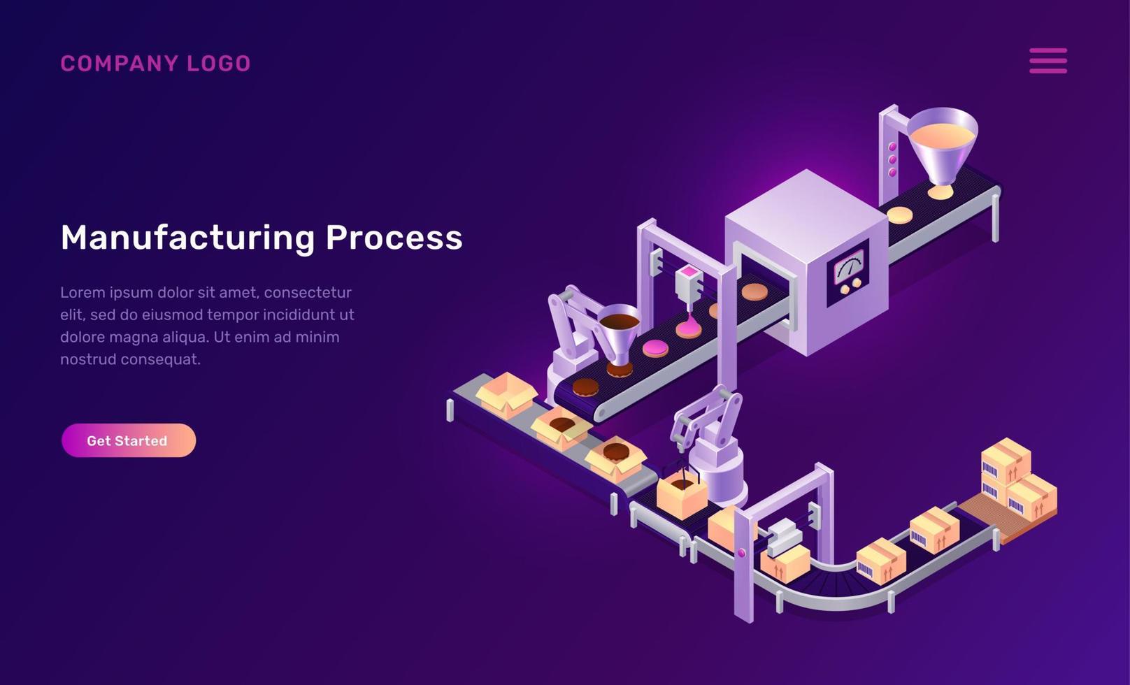 Manufacturing process cookies isometric concept vector