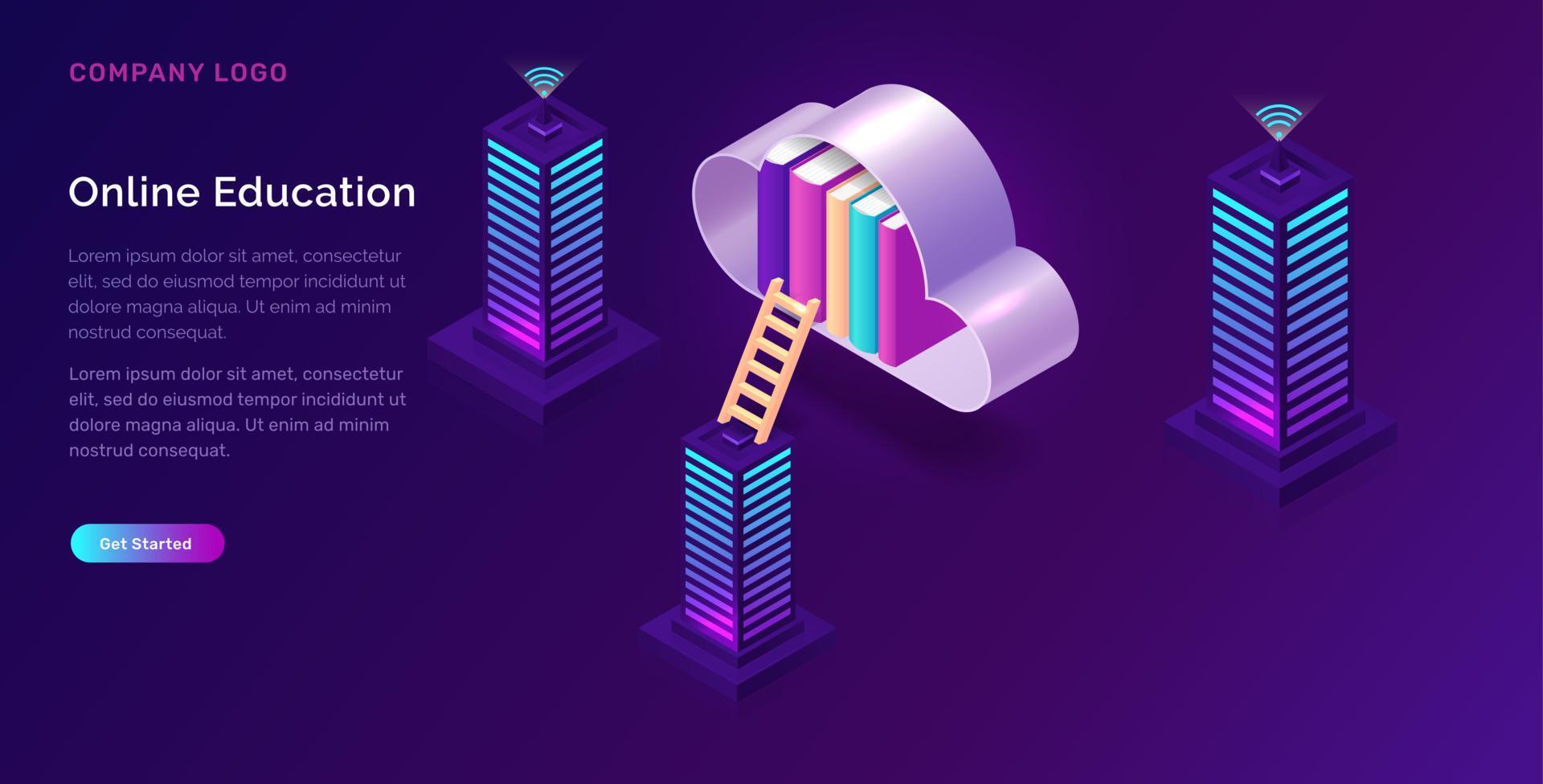 Online education isometric concept vector