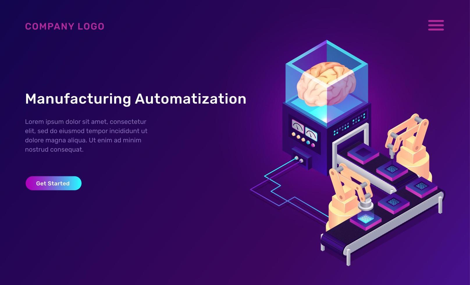 Manufacturing automation isometric concept vector