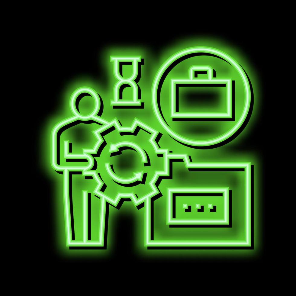 businessman work optimize neon glow icon illustration vector