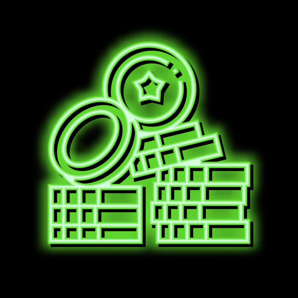 coin heap of economic video game neon glow icon illustration vector