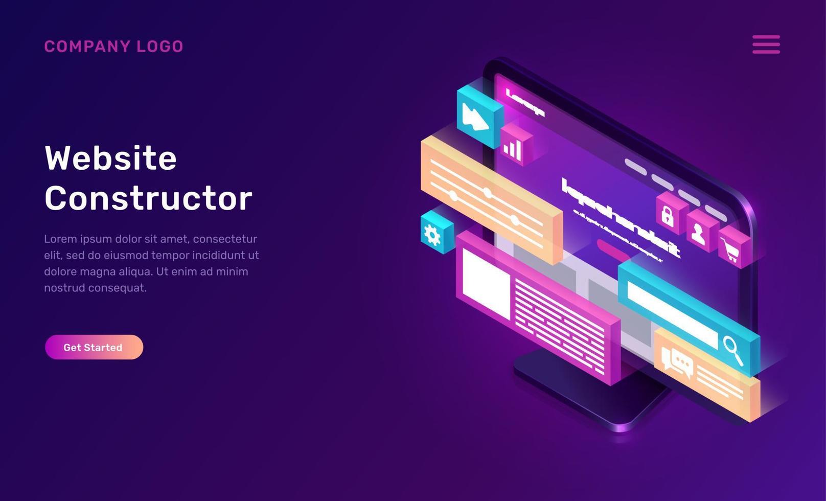 sitio web constructor isométrica concepto vector