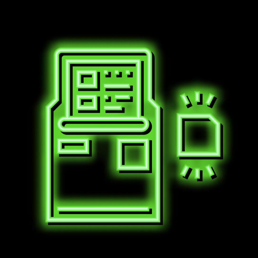 atm with rfid technology neon glow icon illustration vector