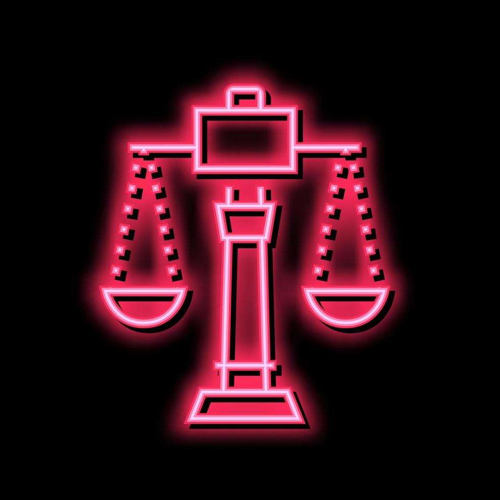 justice scales neon glow icon illustration vector