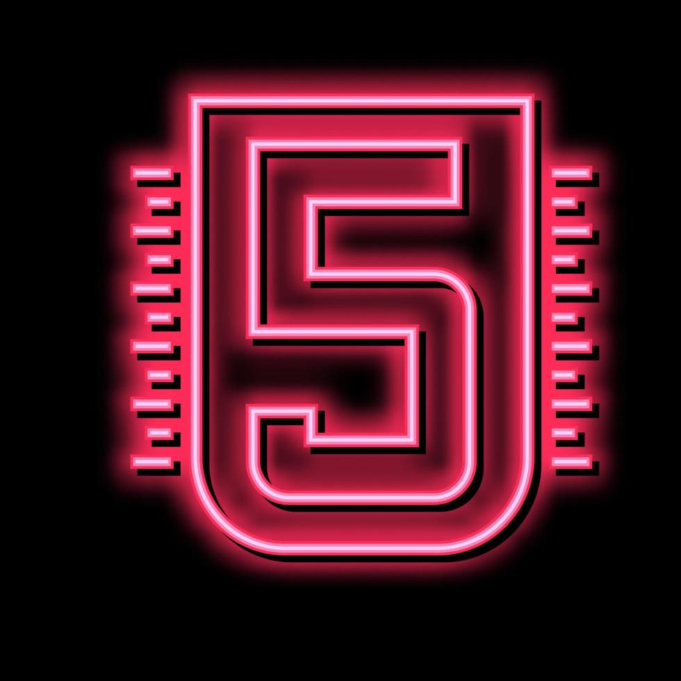 five number neon glow icon illustration vector