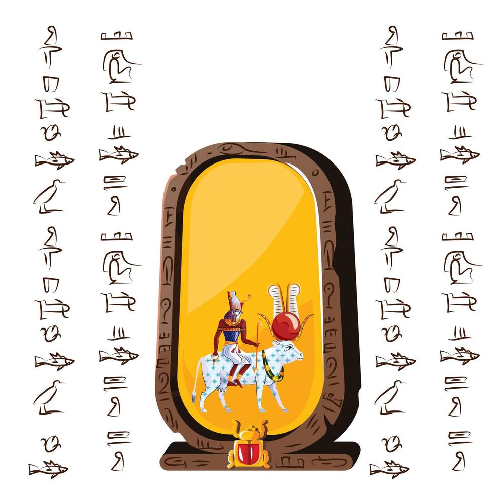 Stone board, clay tablet and Egyptian hieroglyphs vector