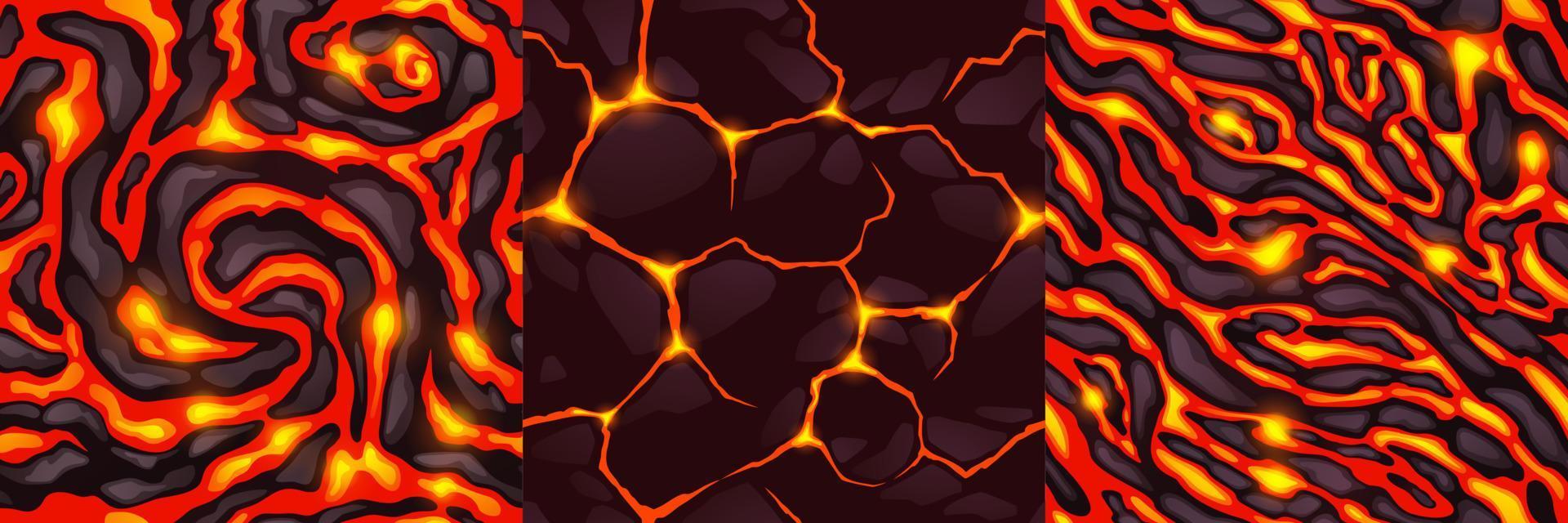 Textures of lava, magma and stones vector